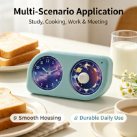 Réveil numérique LCD à double écran LongDeli avec contrôle tactile, compte à rebours (60 min), heure fixe (1-6 heures), pile AA