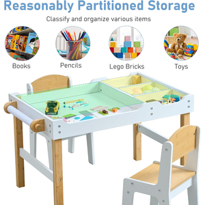 <span class=keywords><strong>Table</strong></span> en bois 3 en 1 pour enfants, <span class=keywords><strong>table</strong></span> d'activités compatible avec les blocs de construction <span class=keywords><strong>Lego</strong></span> pour garçons et filles - Product Image 5