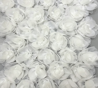 Tissu en organza blanc transparent à fleurs 3D fait main, maille florale stéréo pour robe de mariée, robe de soirée longue