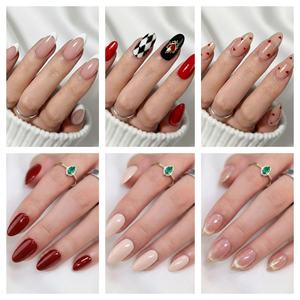 Ongles press-on 3D blancs à bout français, carrés moyens nude à coller <span class=keywords><strong>pour</strong></span> mariée, <span class=keywords><strong>mariage</strong></span> et enterrement de vie de jeune fille - Product Image 5