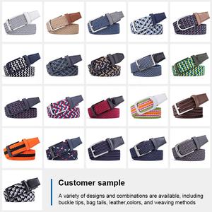 Cinturón elástico trenzado tejido multicolor tejido de punto informal <span class=keywords><strong>extra</strong></span> largo personalizado para hombre para Vaqueros - Product Image 4