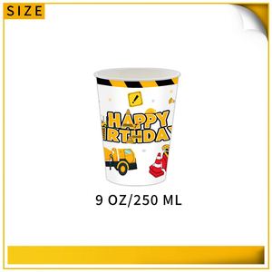 Juego de Vajilla Desechable de Papel con Diseño de Vehículos de Ingeniería, Platos para Postre, Vasos, Servilletas, para Fiestas Temáticas de Cumpleaños - Product Image 5