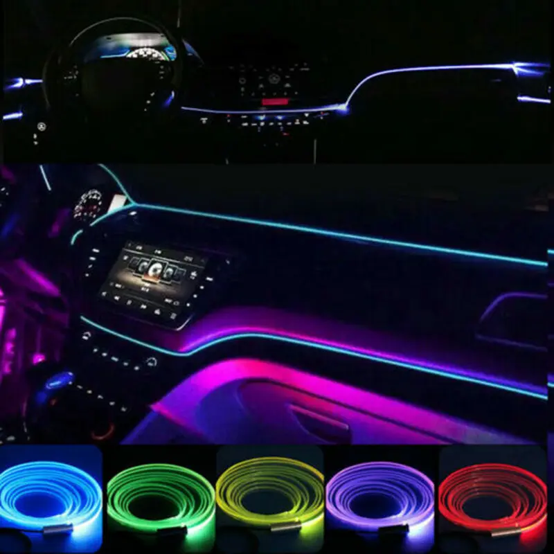 سيمفونية سيارة ليد خط بارد ضوء الألياف البصرية ضوء RGB لون الحلم التطبيق تحكم أدى الداخلية أضواء الجو المحيط