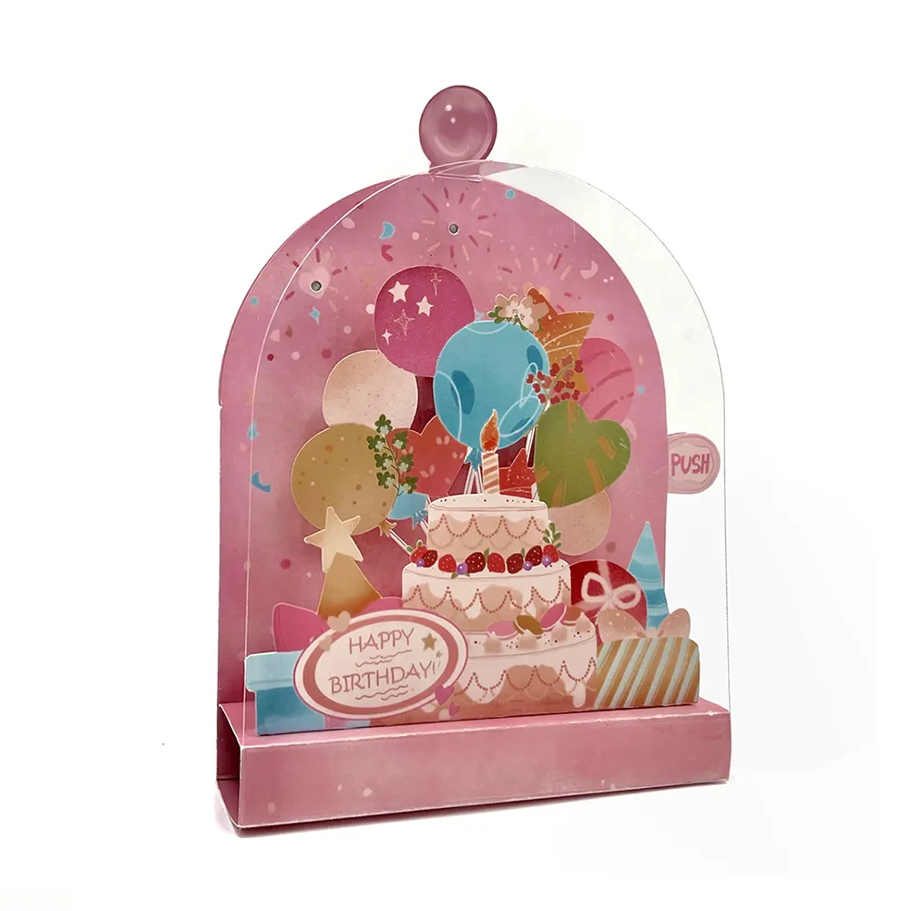 2023 New Design Customise Birthday Cake Balloons 3D Popup Anniversary Card Birthday Card Happy Birthday Cards