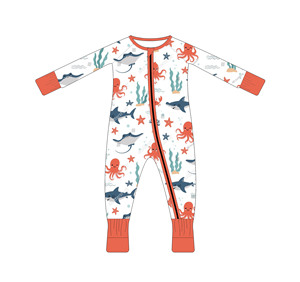 Combinaison décontractée en bambou et élasthanne pour bébé fille, imprimé requin, vêtements respirants JAYE - Product Image 3