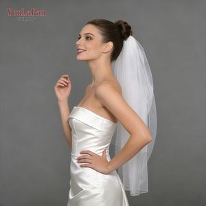 <span class=keywords><strong>Voile</strong></span> de mariée Youlapan V15 élégant et minimaliste, double couche en maille transparente avec peigne à cheveux en métal de haute qualité - Product Image 6
