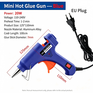 ปืนกาวร้อนขนาดเล็ก 20W สีฟ้า ปลั๊ก EU เครื่องมือ DIY สำหรับงานฝีมือ อุณหภูมิต่ำ - Product Image 5