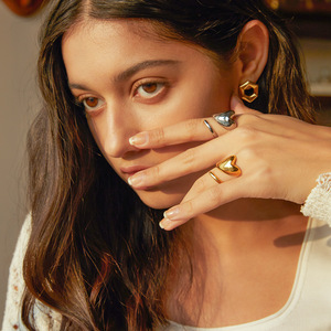 Heart Shaped <b>Open</b> <b>Ring</b> 18k Gold Stainless Steel For Women Gift Jewelry - Product Image 4