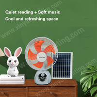 Ventilateur de table solaire multifonction CR108, 12 pouces, 15W, 9 vitesses, batterie 12000mAh, haut-parleur Bluetooth, lumière LED, minuterie pour le camping, le bureau