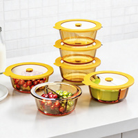 Bols en verre borosilicate personnalisés avec couvercles en silicone, compatibles micro-ondes, hermétiques, de qualité alimentaire, vaisselle domestique en gros