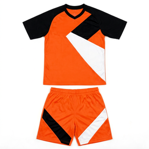 Conjunto de Camiseta de Fútbol para Hombre, Cuello en V, Color Naranja y Negro, Manga Corta, Transpirable, 100% Poliéster, PADA PRIME - Product Image 1