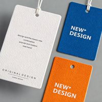 Étiquettes de vêtements personnalisées les plus vendues avec logo imprimé sur papier gaufré 800G, étiquettes volantes imperméables