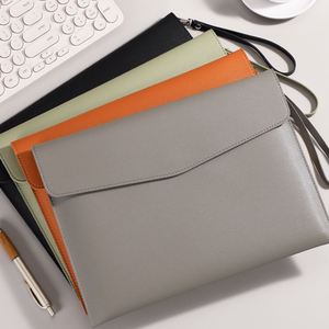 Large Capacity <b>File</b> Folder <b>Organizer</b> PU Leather Document Holder <b>File</b> Pocket Envelope Portfolio Bag with Hand Strap - Product Image 3