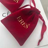 Pochette de luxe anti-poussière pour bijoux, sac en velours rouge avec cordon de serrage pour bagues, rouges à lèvres, colliers, boucles d'oreilles, vente en gros