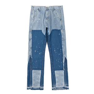 <span class=keywords><strong>Jeans</strong></span> di Alta Qualità all'Ingrosso, Vintage Effetto Consumato con Schizzi di Vernice, <span class=keywords><strong>Jeans</strong></span> Street Style a Gamba Larga e Dritta per Uomo - Product Image 5