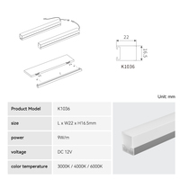 Lampes LED pour armoire et miroir à détecteur de mouvement par geste en aluminium, abat-jour en plastique, CRI élevé 90, 3000K/4000K/6000K, écologiques, modernes