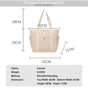 Sacs à bandoulière de luxe personnalisés de haute qualité pour femmes, sacs fourre-tout en toile écologiques réutilisables avec poches et boucle - Product Image 3