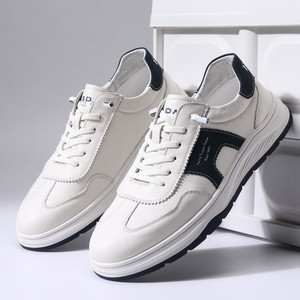 Casual Sports Sneakers <b>White</b> Genuine Leather Low <b>Heel</b> Breathable Men's Walking Shoes Daily Use Street Style - Product Image 4