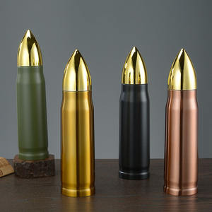 กระติกน้ำสุญญากาศสแตนเลสทรงกระสุน พกพาสะดวก สำหรับเล่นกีฬา สีเขียวทหาร ทอง ดำ ทองแดง ของขวัญ กระติกเก็บความร้อน - Product Image 1