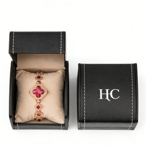 Handmade Bracelet Box Custom Shape Faux Leather Jewelry Gift Box Custom Bracelet Pillow Foil Stamping Custom Logo Factory Direct - Product Image 3