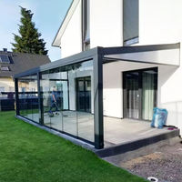 Expédition rapide d'usine, kit de véranda en aluminium avec cadre en verre trempé noir et blanc, pergolas et gazebos d'extérieur