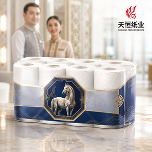 Papel Higiénico de Lujo Premium Estilo Turkmenistán con Patrón de Caballo Dorado y Paisaje Nómada, Suave, de 3 Capas, con Relieve y Acolchado - Product Image 1