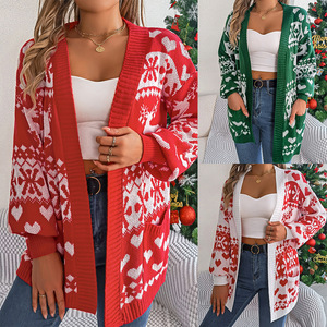 Cardigan long en acrylique à manches longues avec motif cerf <span class=keywords><strong>de</strong></span> <span class=keywords><strong>Noël</strong></span> pour l'automne et l'hiver, style streetwear - Product Image 3