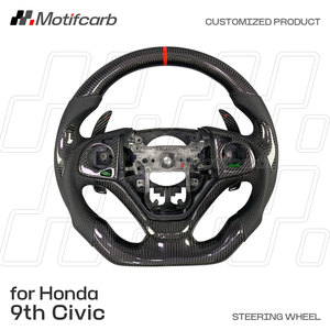 Volante personalizado de fibra de carbono real con levas de cambio, mejora interior para Honda Civic CR-V Si Sedan 9ª generación 2012-2015 - Product Image 2