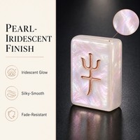 Ensemble de Mahjong en nacre avec tuiles en acrylique irisées et bordure en or rose, boîte cadeau, vente en gros, directement de l'usine