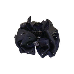 Black <b>bow</b> bun hair <b>clip</b>, new style, women's hairpin, high ponytail hair accessory. - Product Image 5