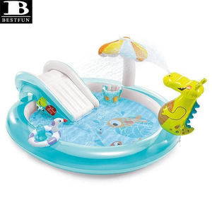 Centre de jeux de piscine gonflable avec pulvérisateur crocodile et <span class=keywords><strong>toboggan</strong></span> pour l'extérieur, jardin, <span class=keywords><strong>pataugeoire</strong></span> de jardin avec arroseur - Product Image 1