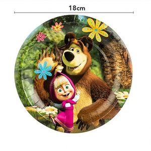 Set di stoviglie usa <span class=keywords><strong>e</strong></span> getta a tema <span class=keywords><strong>Masha</strong></span> <span class=keywords><strong>e</strong></span> <span class=keywords><strong>Orso</strong></span>, con bicchieri, piatti, striscioni <span class=keywords><strong>e</strong></span> palloncini, direttamente dalla fabbrica, per feste di compleanno per bambini. - Product Image 6