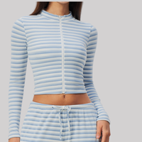 Veste de yoga respirante pour femme, design personnalisé 2026, avec fermeture éclair intégrale, coupe ajustée, col montant, pour fitness et course à pied