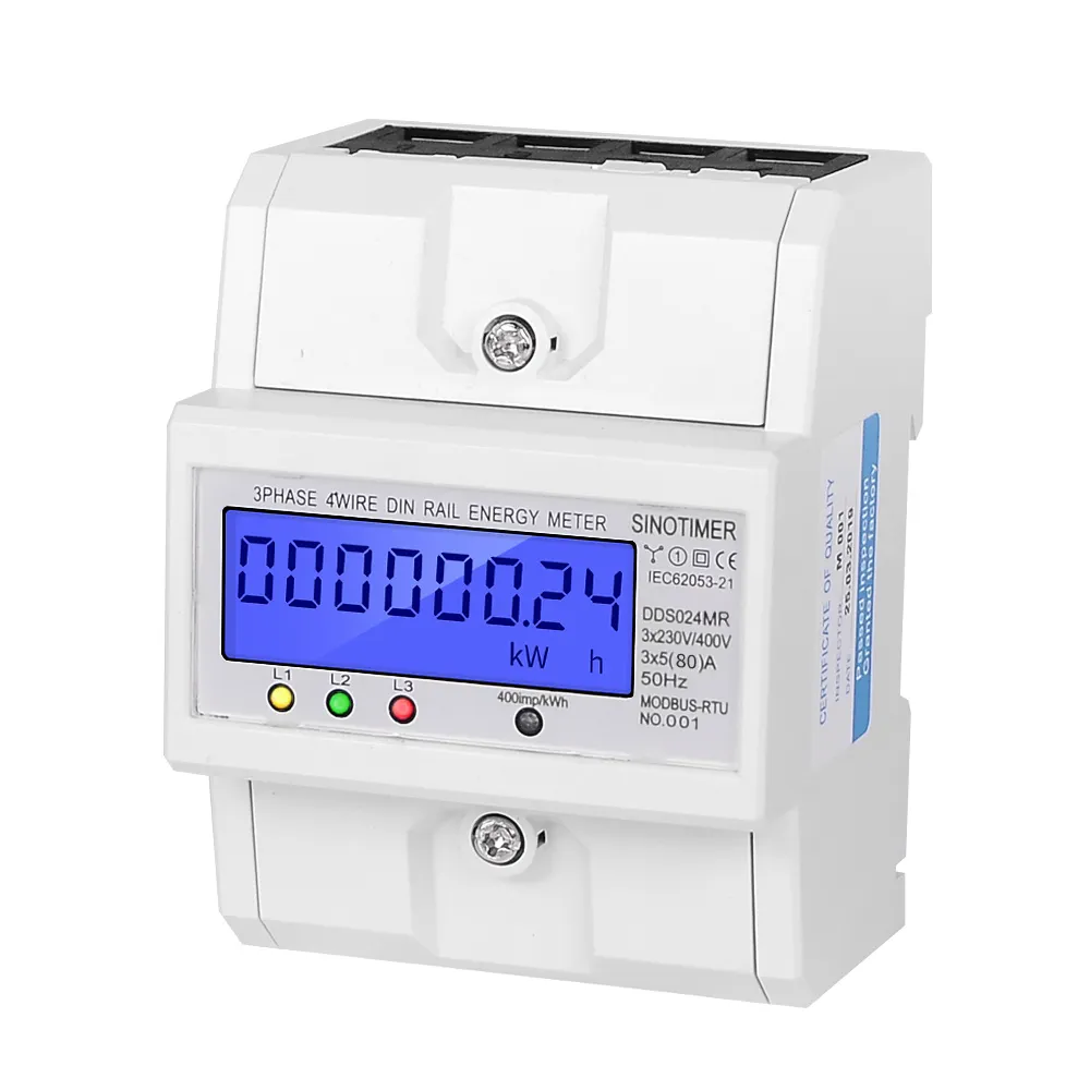 Digital 3-phase 4-wire electronic meter 5-80A 380V AC 50Hz backlight three-phase electricity meter