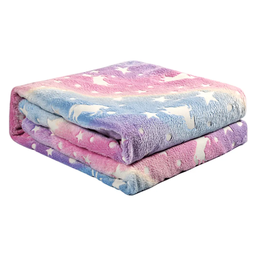 Super Soft Plush Cozy Warm Unicorn Pattern coperta luminosa in pile di flanella coperta magica divertente per Dids