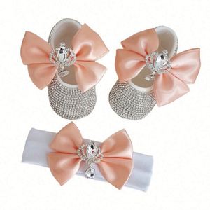 Newborn Spring Casual Photography Props Breathable Comfortable <b>Wool</b>/Nylon Rhinestone Bow Crown Baby Shoes Headbands <b>Socks</b> Usa - Product Image 4