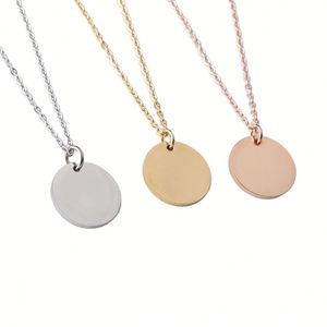 Personal Laser Engraving Letter Necklace Disc Custom 18K Plated Chain Necklace 316L Stainless Steel Gold Round Pendant - Product Image 1