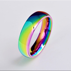 Popular yunnique cross-border e-commerce trendy colorful titanium steel <b>rings</b>, perfect for <b>couples</b> with a minimalis - Product Image 3