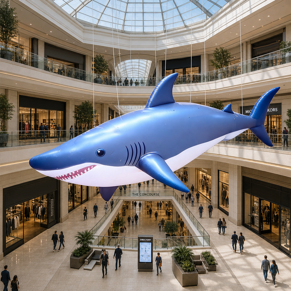 Blue Shark Hanging Inflatable Waterproof Cartoon Marine Animal Display ...