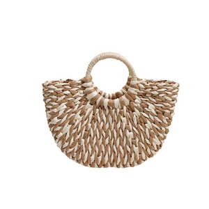 2024 nuova moda da donna con tessuto da spiaggia da donna borse di paglia avvolte borse fatte a mano con manico in paglia a forma di <span class=keywords><strong>luna</strong></span> - Product Image 2