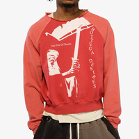 Sweat-shirts à capuche en coton épais personnalisés avec logo de l'usine Huili, pour hommes, effet vieilli, lavés, col rond, style vintage