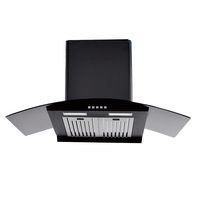 Hotte aspirante électrique professionnelle intelligente en acier inoxydable noir, design moderne, OEM, luxe, pour cuisine