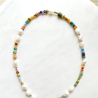 Collar de Perlas de Agua Dulce Coloridas para Mujer, Cierre Frontal, Hecho a Mano, Joyería de Moda para el Verano, Regalo