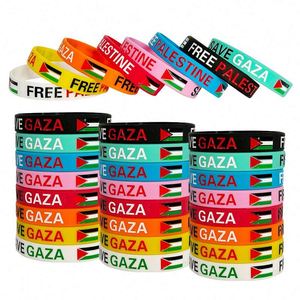สายรัดข้อมือยางซิลิโคน Gaza ขายส่ง กำไลข้อมือปาเลสไตน์ - Product Image 2