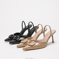 Sandales à talons hauts élégantes en satin à bout pointu et talon fin, style slingback, pour femme, collection automne-été, très tendance