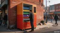 Distributeur automatique à convoyeur : système de distribution fluide pour snacks et boissons avec sortie de produits stable