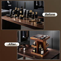 Support de rangement rotatif vintage en bois pour coiffeuse, présentoir à parfums en bois, organisateur pour la décoration de table de toilette