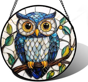Attrape-soleil personnalisable en verre teinté imprimé UV motif floral Art Déco, résistant aux intempéries pour extérieur, à suspendre à la fenêtre - Product Image 2