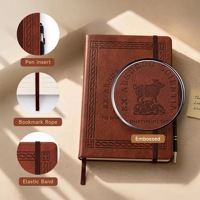 Carnet de notes A5 en cuir PU avec logo personnalisé en relief, papier ligné, agenda professionnel avec porte-stylo et bande élastique pour le bureau