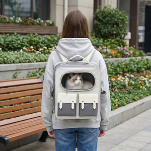 Moorpet cat carriers/pet bags, portable, breathable double-shoulder <b>trolley</b> bags for outings, perfect for cats. - Product Image 3